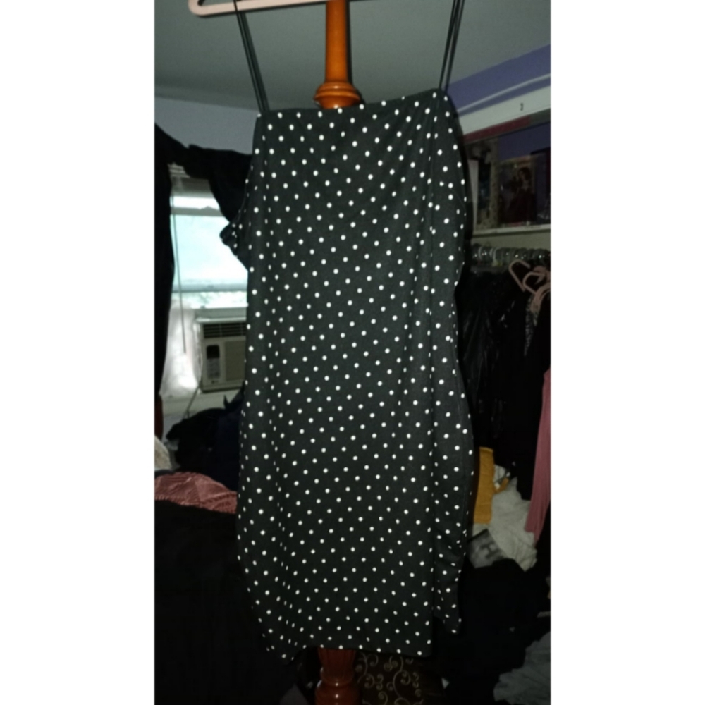 Black polka dot dress with side zipper